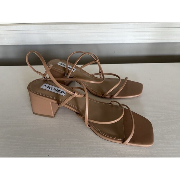 Steve Madden Womens REMMI Beige Strappy Ankle Strap 9 Medium (B,M) BHFO 2735 - Picture 1 of 7